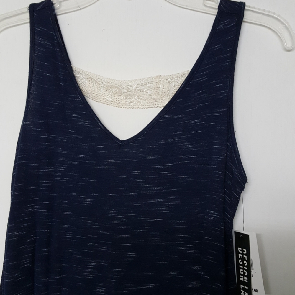 New Design Labs Tank Crochet Lace Detail Back S